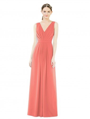 Cheap V-Neck V-Back Sleeveless Chiffon Bridesmaid Dress Sydney