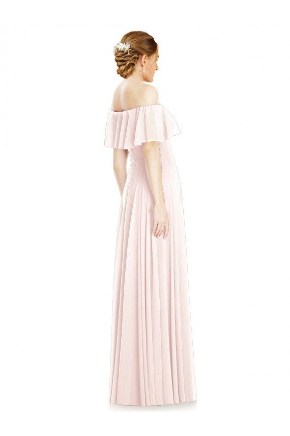 Cheap Off the Shoulder Long Bridesmaid Dress With Ruffle Overlay Sydney