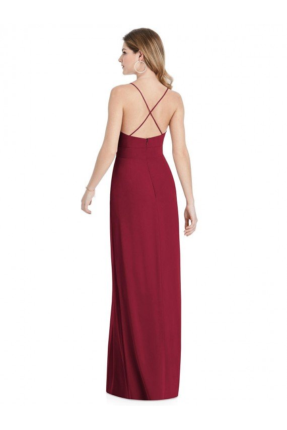 Cheap Pleated Skirt Chiffon Maxi Bridesmaid Dress with Pockets Sydney