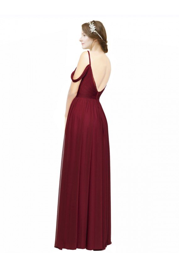 Cheap Off the Shoulder V-Neck Petite Chiffon Bridesmaid Dress with Open Back Sydney