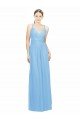 Cheap Double Straps Shoulder V-Neck Sheath Chiffon Bridesmaid Dress with Keyhole Back Sydney