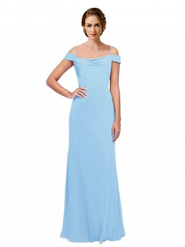 Cheap Off the Shoulder Bateau Neck Chiffon Bridesmaid Dress with Straps Sydney