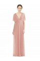 Cheap Draped Short Sleeves Long Chiffon A-Line Bridesmaid Dress Sydney