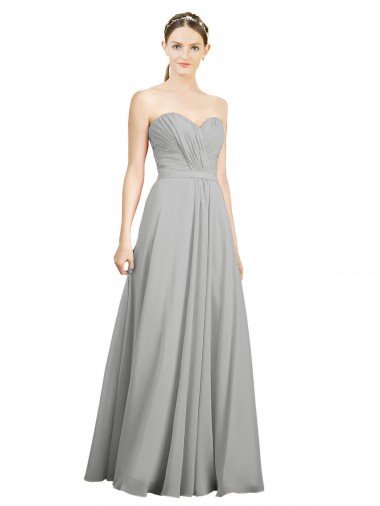 Cheap Sweetheart Strapless Draped Long Chiffon Bridesmaid Dress Sydney