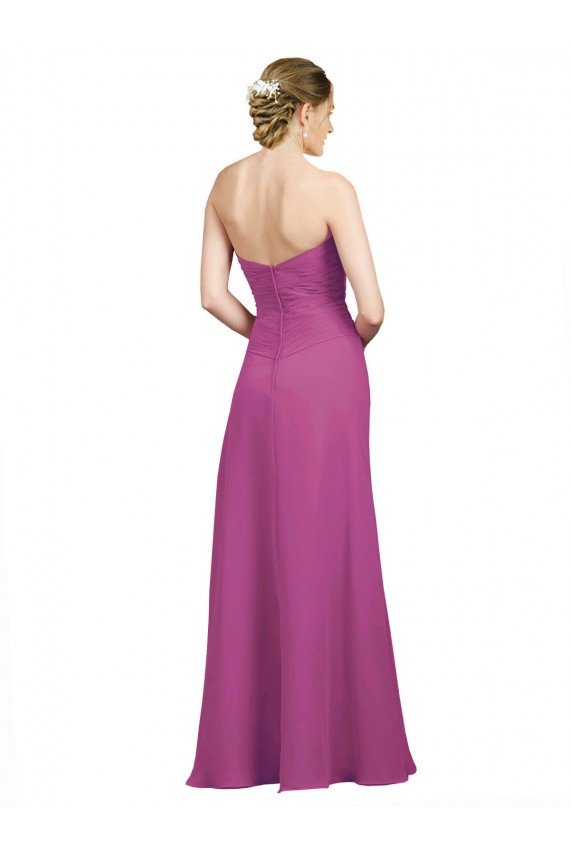 Cheap Sweetheart Neckline Pleated Chiffon Bridesmaid Dress with Low Back Sydney
