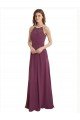 Cheap High Neckline Long Chiffon Bridesmaid Dress with Beaded Trim Sydney