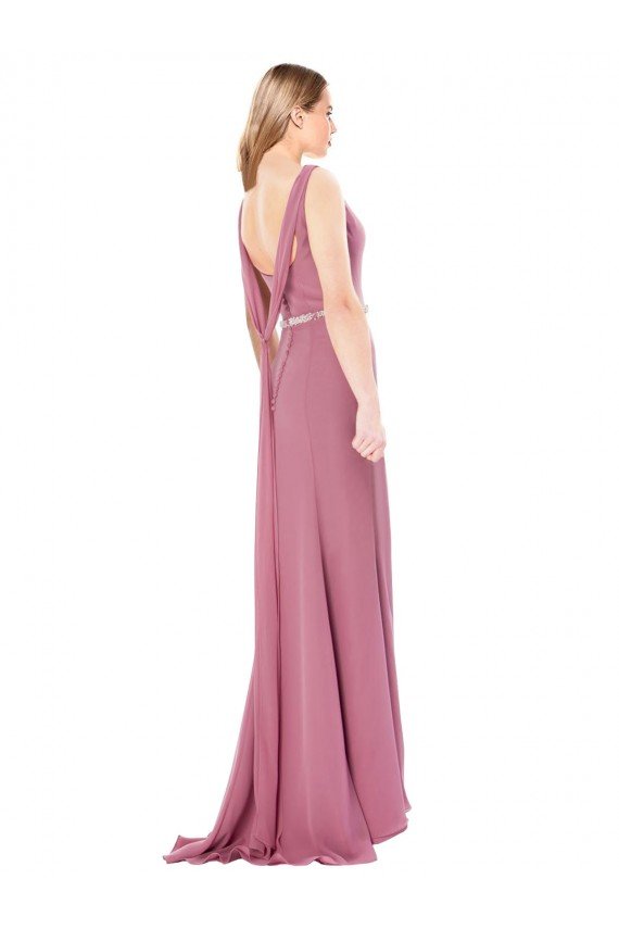 Cheap Long Slim Chiffon Bridesmaid Dress / Prom Dress with Beaded Waist Sydney