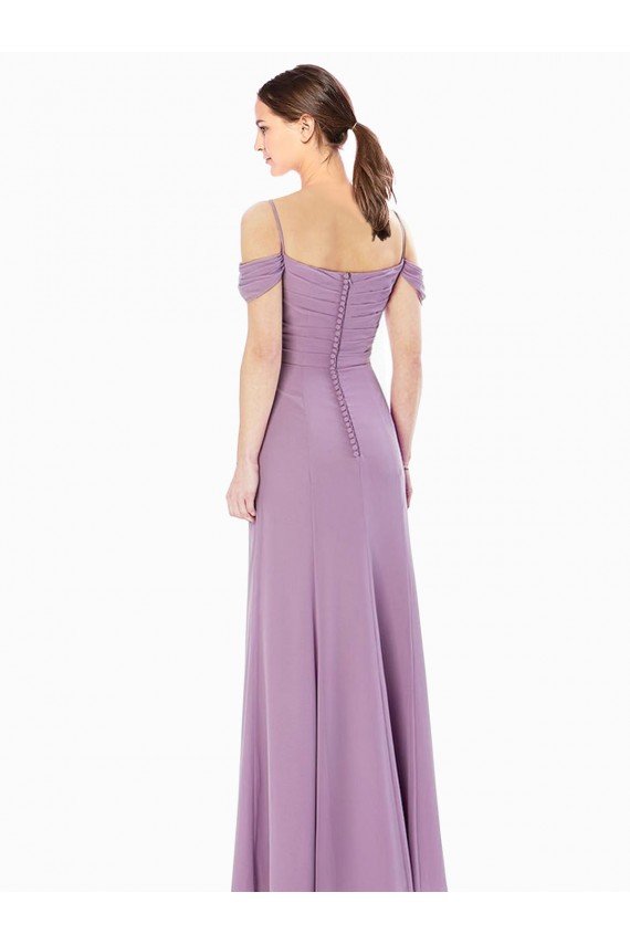Cheap Draped Off the Shoulder Sweetheart Chiffon Bridesmaid Dress with Button Back Sydney