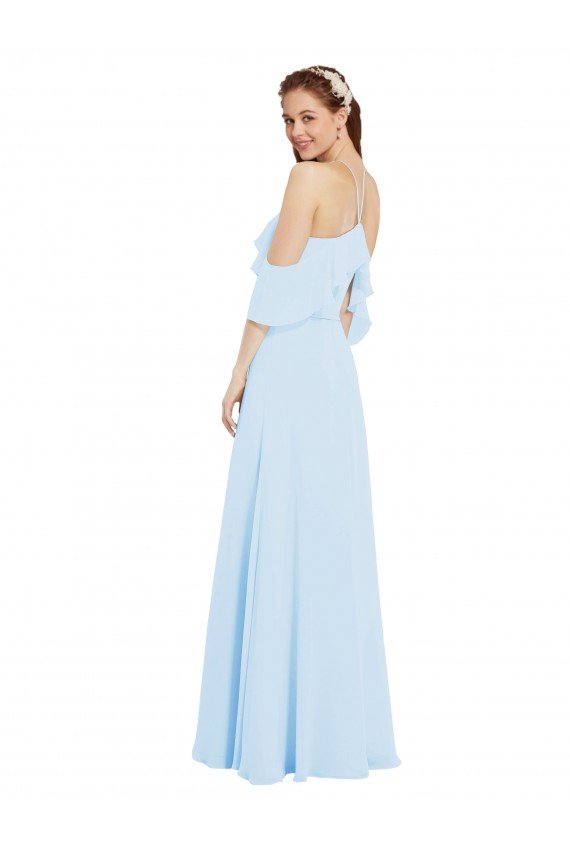 Cheap Chiffon Halter Neck Bridesmaids Dress with Flounced Neckline Sydney