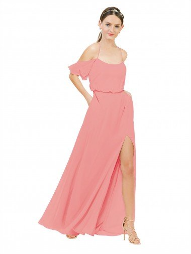 Cheap Draped Off the Shoulder Sleeves Chiffon Bridesmaid Dress Sydney
