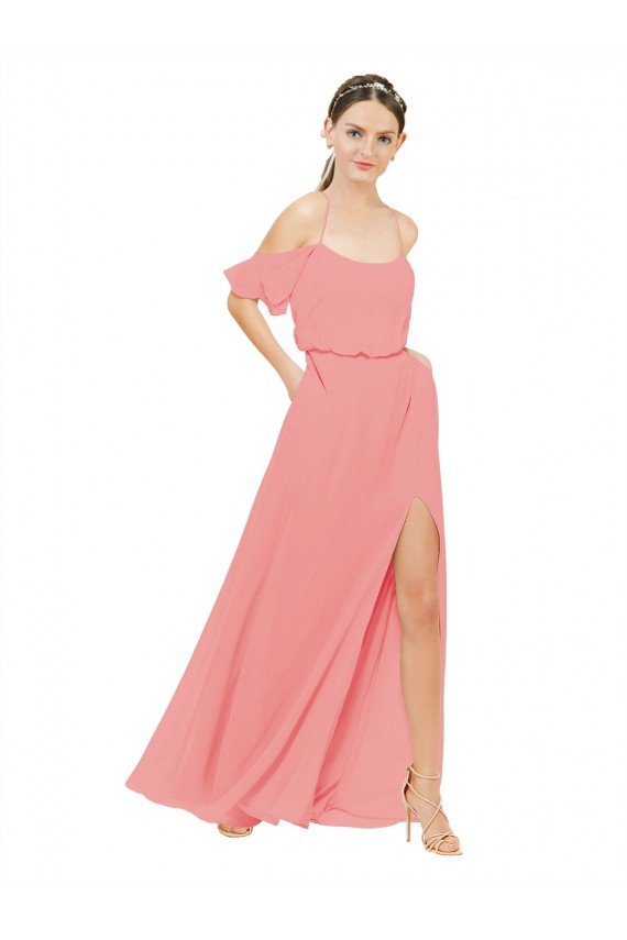 Cheap Draped Off the Shoulder Sleeves Chiffon Bridesmaid Dress Sydney