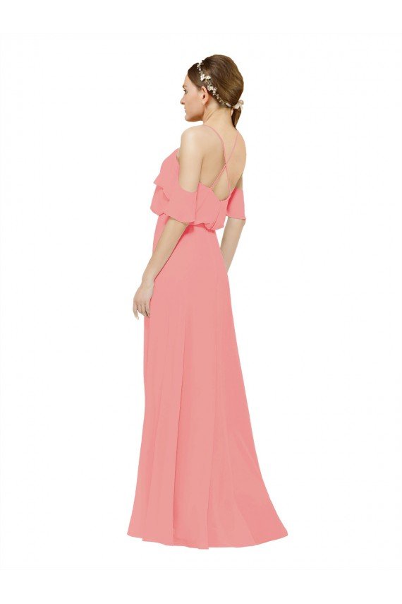 Cheap Draped Off the Shoulder Sleeves Chiffon Bridesmaid Dress Sydney