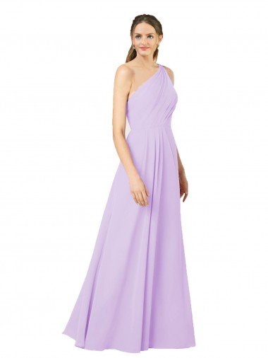Cheap Grecian Inspired Simple One Shoulder Chiffon Formal Bridesmaid Dress with Ruching Sydney