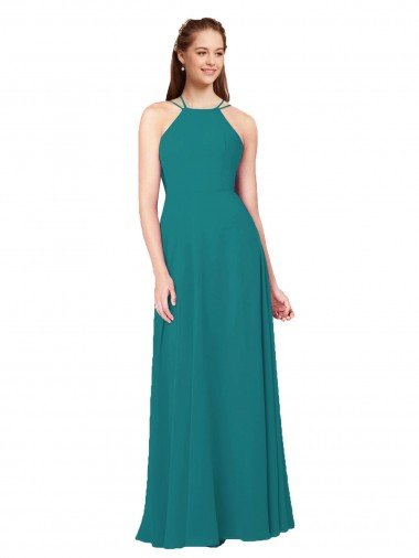 Cheap Simple Chiffon Bridesmaid Dress with High Halter Neckline Sydney
