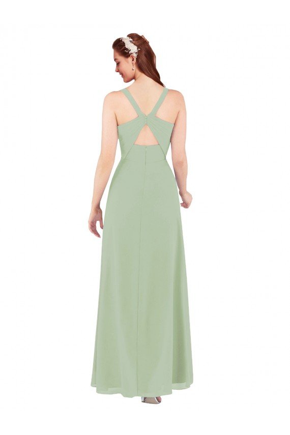 Cheap Feminine Chiffon Bridesmaid Dress with Ruching and V-Neckline Sydney