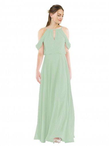 Cheap Off-the-Shoulder Long Chiffon Beachy Bridesmaid Dress Sydney