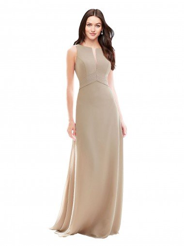 Cheap Elegant Bridesmaid with High Neckline and Illusion V-Neck Sydney