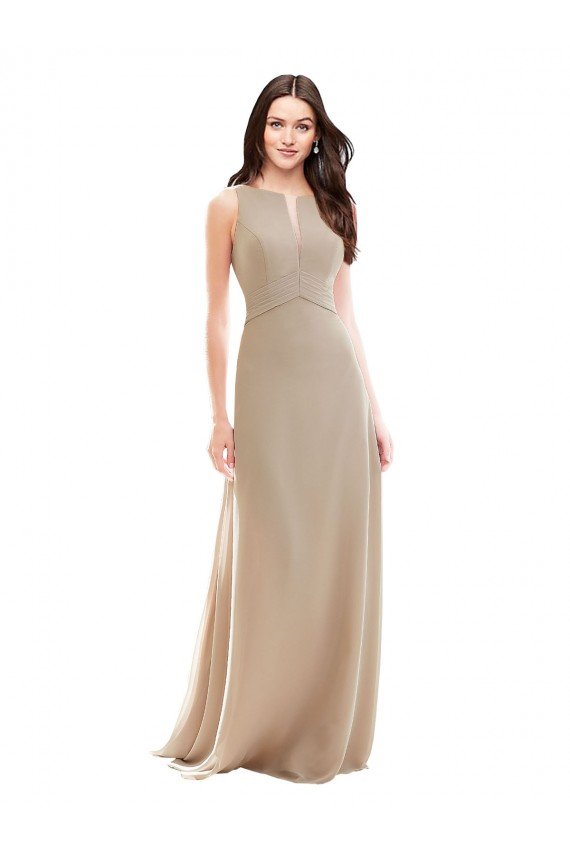 Cheap Elegant Bridesmaid with High Neckline and Illusion V-Neck Sydney