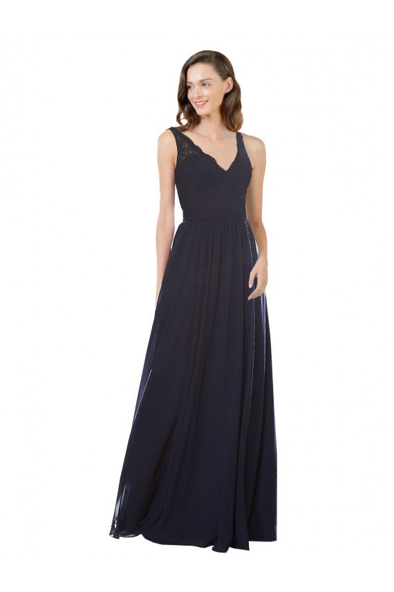 Cheap Elegant Chiffon Bridesmaid Dress with V-Neck Lace Bodice Sydney