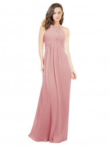 Cheap Chiffon Bridesmaids Dress with Draped Bodice and Keyhole Back Sydney