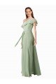Cheap Chiffon Bridesmaids Dress with Ruffles Flutter Sleeves Sydney
