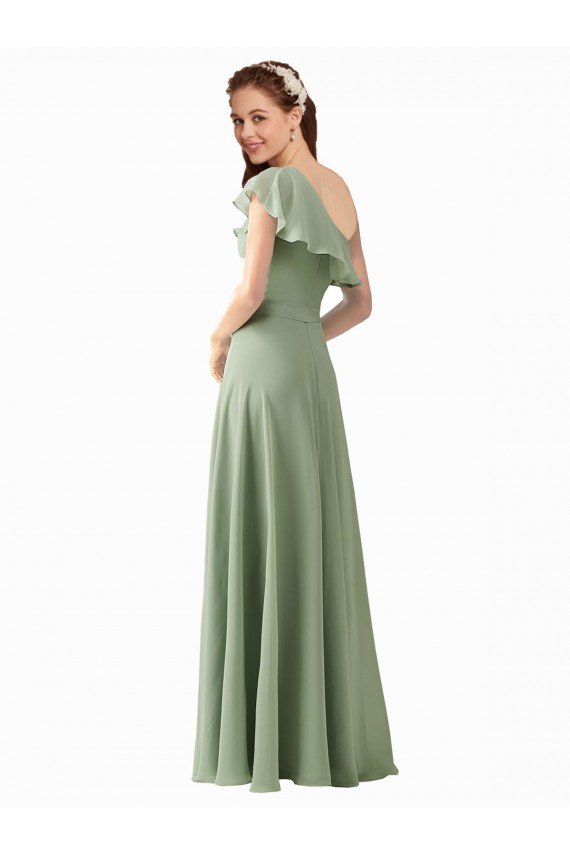 Cheap Chiffon Bridesmaids Dress with Ruffles Flutter Sleeves Sydney