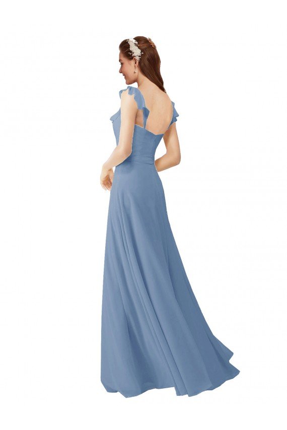 Cheap Chiffon Bridesmaids Dress with Ruffle Neckline Sydney