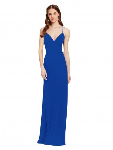 Cheap Chiffon Bridesmaid Dress with Deep V-Neck and Spaghetti Straps Sydney