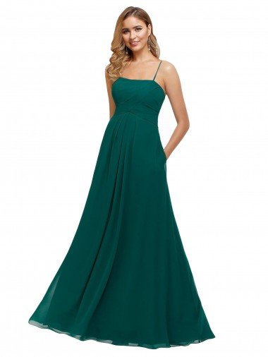 Cheap Chiffon Bridesmaid Dress with Pleated Bodice and Straps Sydney