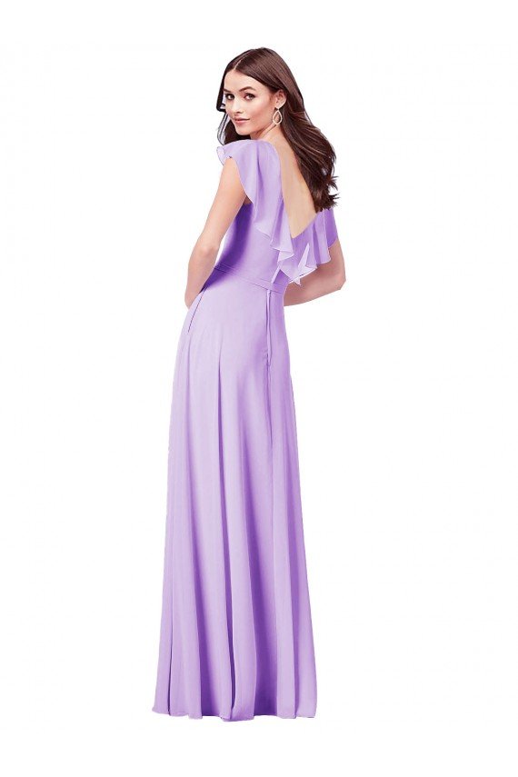 Cheap Flutter Sleeves V-Neck Chiffon Bridesmaid Dress Sydney