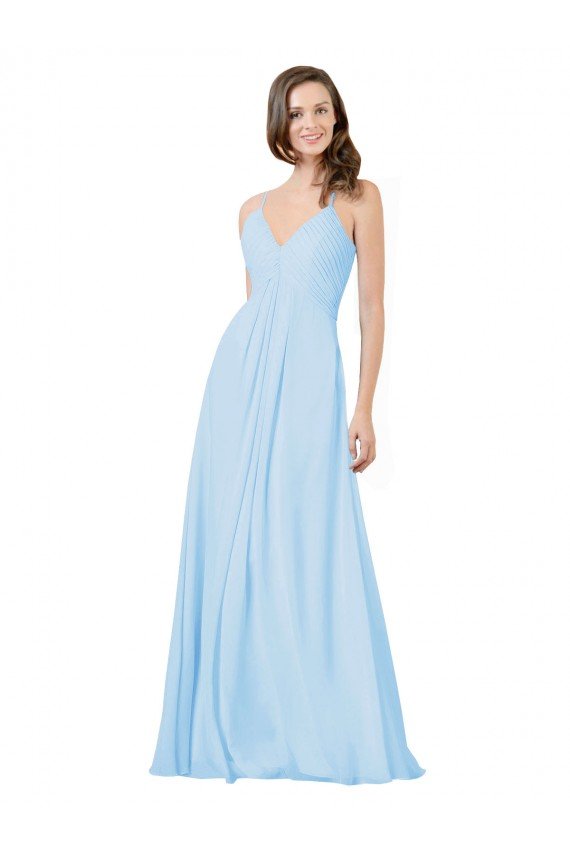 Cheap Long V-Neck Chiffon Bridesmaid Dress with Keyhole Back Sydney