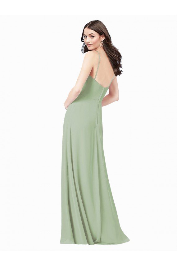 Cheap Floor Length Long Chiffon Bridesmaid Dress with Side Slit Sydney
