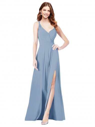 Cheap Surplice Bodice A-Line Long Chiffon Bridesmaid Dress Sydney