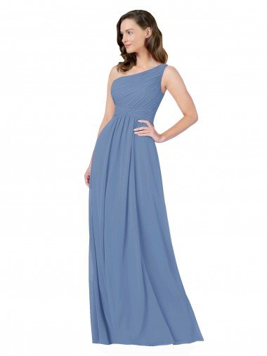 Cheap Pleated One Shoulder Chiffon Bridesmaid Dress Sydney