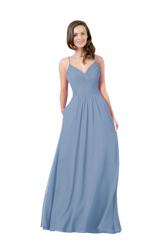 Cheap A-Line Ruched V-Neckline Chiffon Bridesmaid Dress Sydney