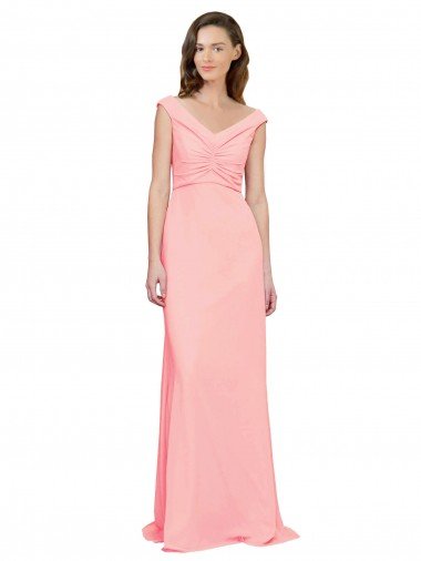 Cheap Luxe Chiffon Bridesmaid Dress with Shoulder Tip Gathered Bodice Sydney