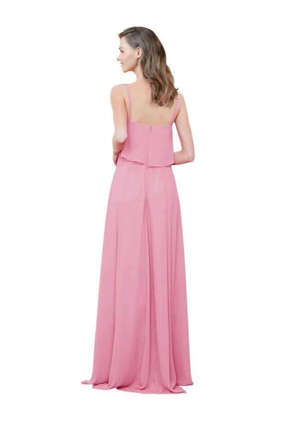 Cheap Spaghetti Strap Chiffon Bridesmaids Dress with Ruffle Overlay Sydney