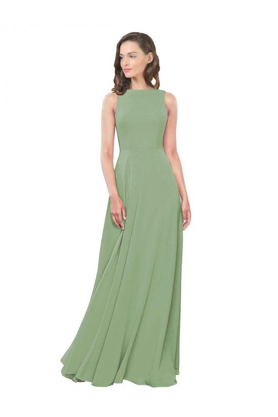 Cheap High Neck Chiffon Bridesmaids Dress with Low Cowl Back Sydney