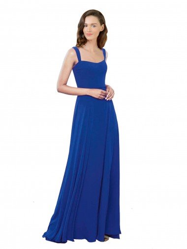 Cheap Square Neck A-Line Long Floor Length Chiffon Bridesmaid Dress Sydney