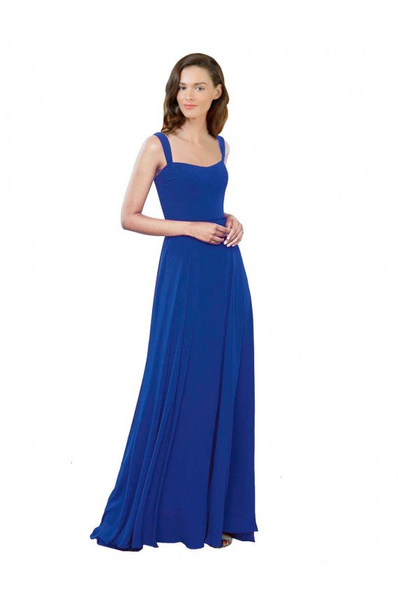 Cheap Square Neck A-Line Long Floor Length Chiffon Bridesmaid Dress Sydney