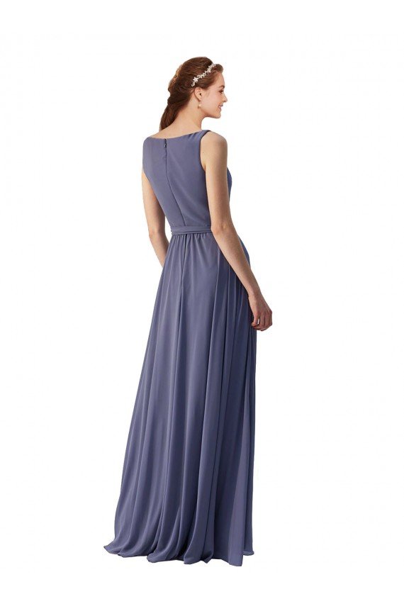 Cheap V-Neck Long Draped A-Line Chiffon Bridesmaid Dress Sydney