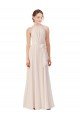 Cheap Tie Neck Long Chiffon A-Line Bridesmaid Dress with Sheer Back Sydney