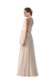 Cheap Tie Neck Long Chiffon A-Line Bridesmaid Dress with Sheer Back Sydney