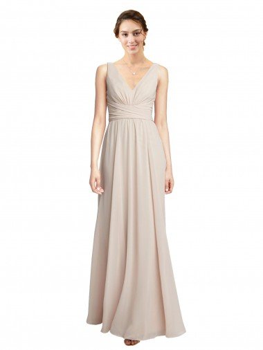 Cheap Long V-Neck Chiffon Bridesmaids Dress with Double Straps Sydney
