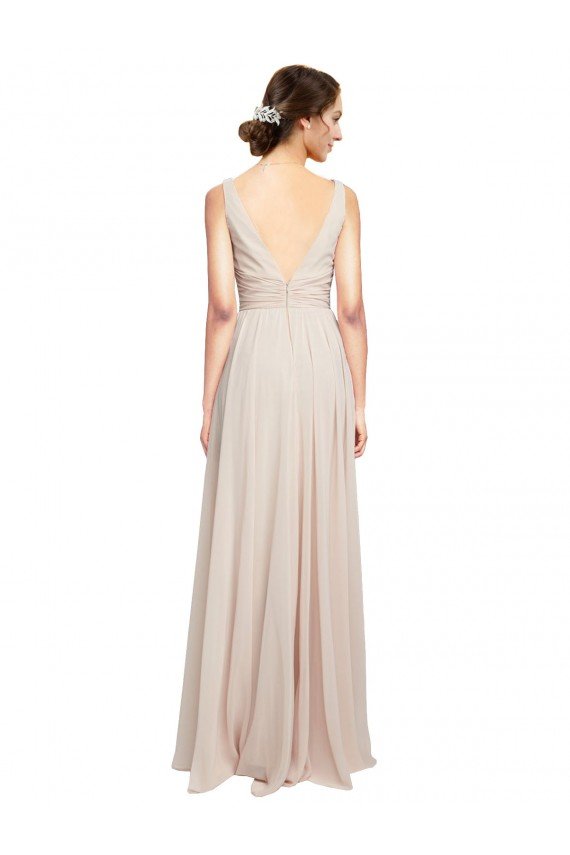 Cheap Long V-Neck Chiffon Bridesmaids Dress with Double Straps Sydney
