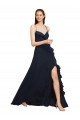 Cheap Long Chiffon Bridesmaid Dress with Criss Cross Straps and Ruffles Sydney
