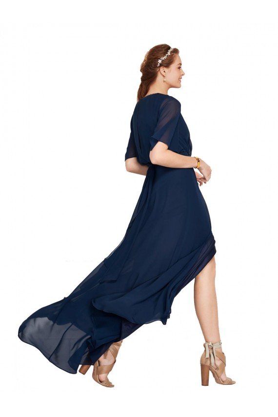 Cheap V-Neck Plush Chiffon Bridesmaid Dress with Flutter Sleeves Sydney
