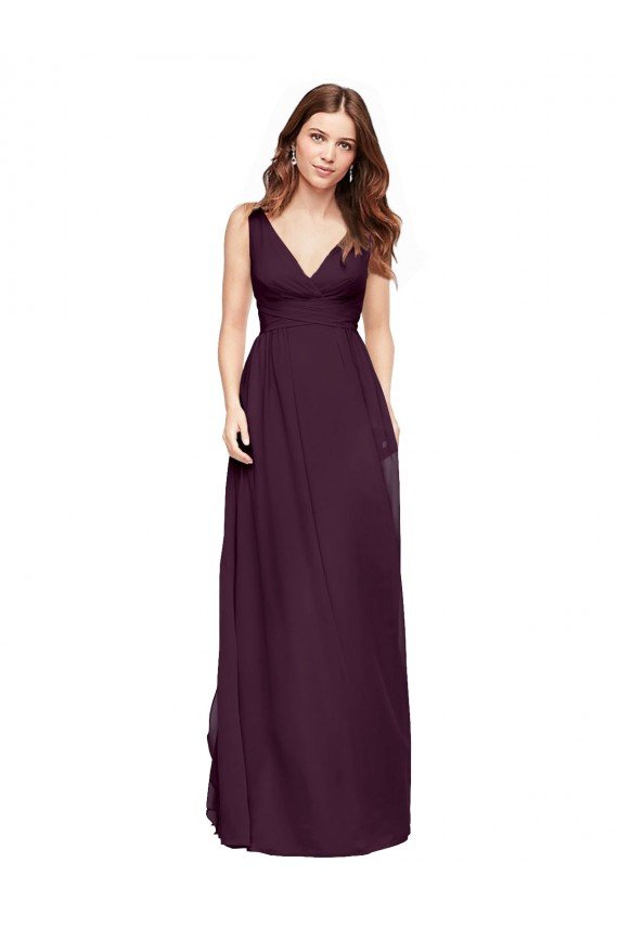 Cheap Plunging V-Neckline Long Chiffon Bridesmaid Dress with Deep V-Back Sydney