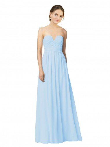 Cheap Full Length Chiffon Bridesmaid Dress with Deep Sweetheat and Shirred Bodice Sydney