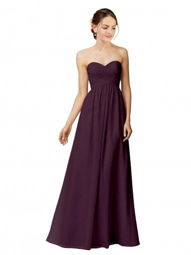 Cheap Strapless Chiffon Bridesmaid Dress with Criss Cross Shirred Bodice Sydney